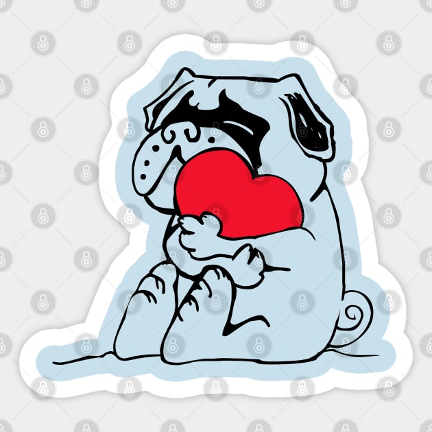 Pug Heart Sticker by huebucket